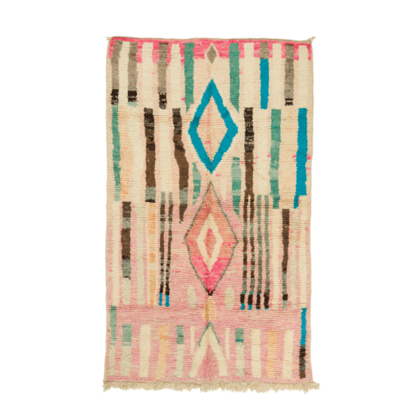 Small vintage boujad gray orange rug