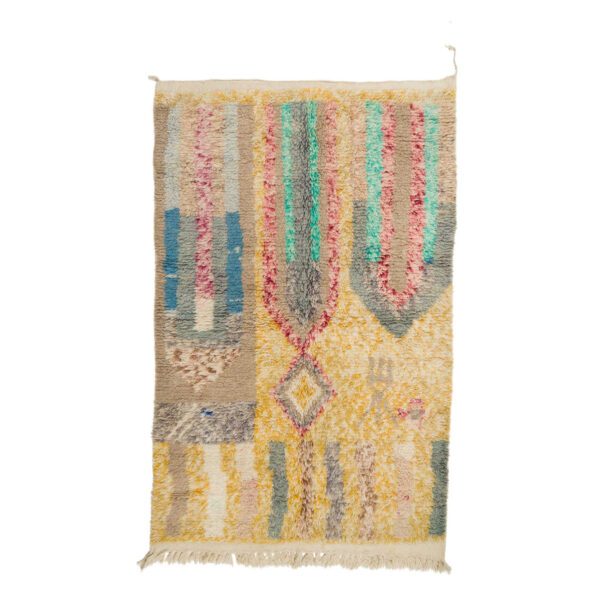 Small vintage red yellow boujad rug